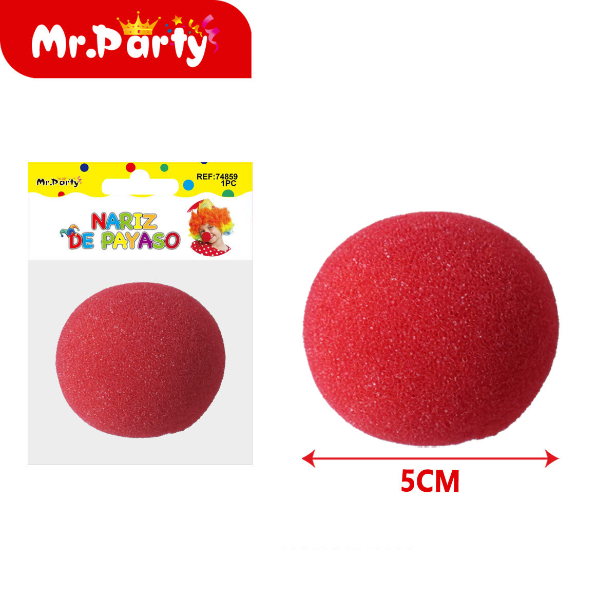 🤡 Nariz de Payaso Roja de Espuma 5cm (1 pza) o (Mayoreo 12pzas) 🎉 Accesorio para Disfraz, Show y Fiesta | Mr. Party