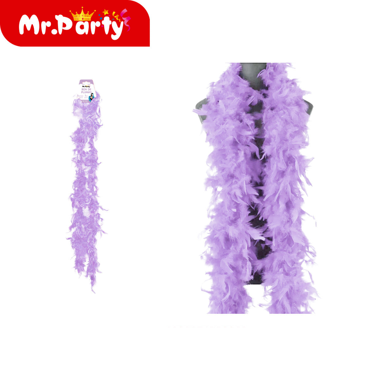 ✨ Boa de Plumas 2m 🎭 Accesorio para Fiesta, Disfraz y Fotos 📸 (Varios Colores)