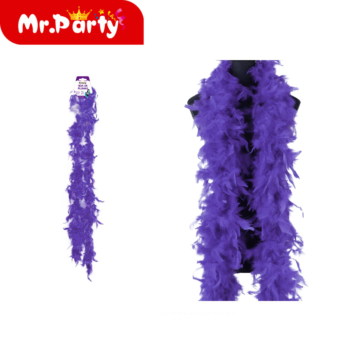 ✨ Boa de Plumas 2m 🎭 Accesorio para Fiesta, Disfraz y Fotos 📸 (Varios Colores)