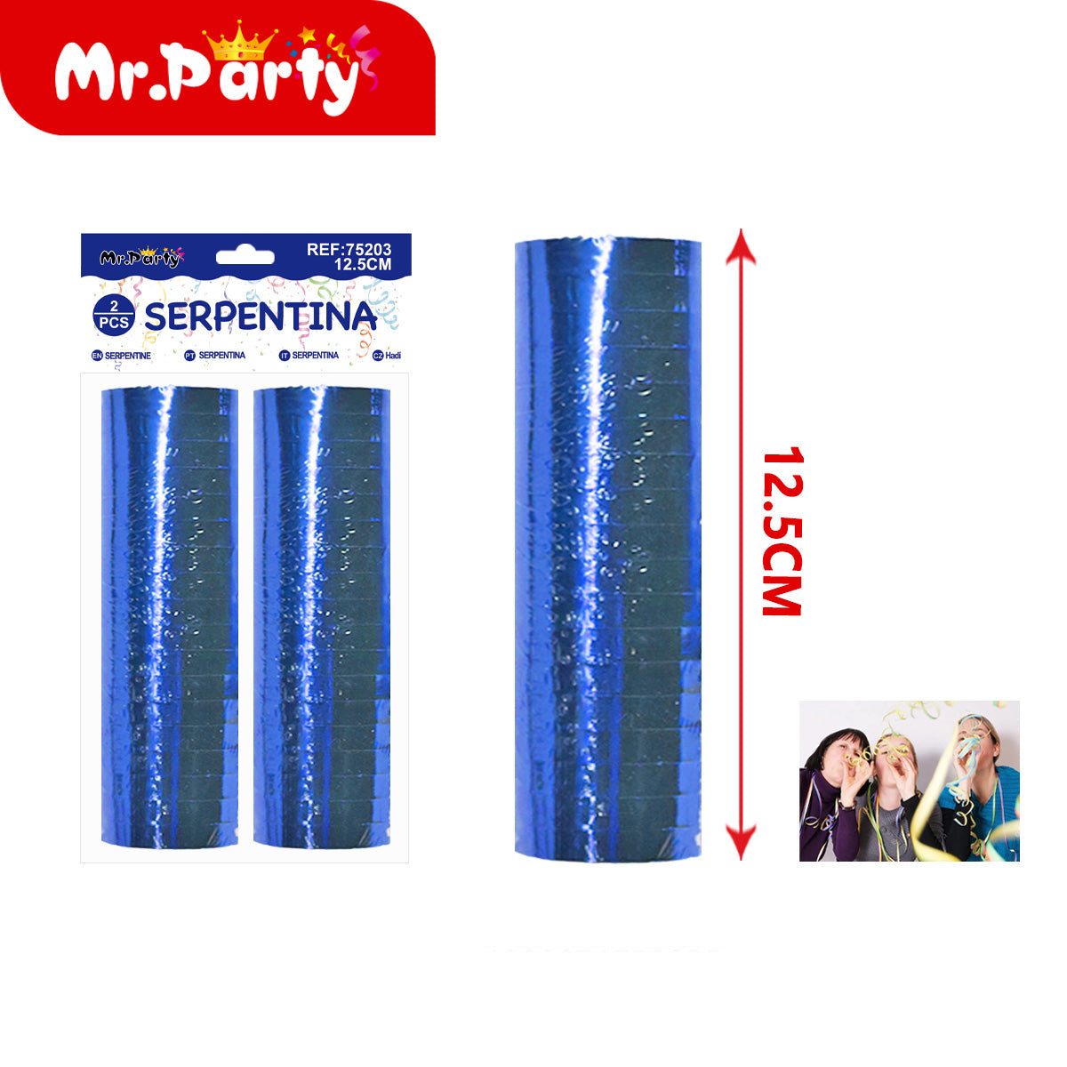 Serpentina Metalizada 12.5 cm (2 pzas) | Mr. Party