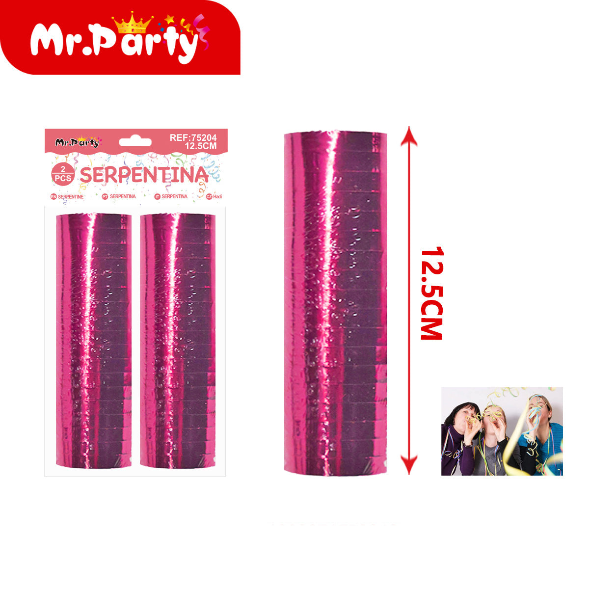 Serpentina Metalizada 12.5 cm (2 pzas) | Mr. Party