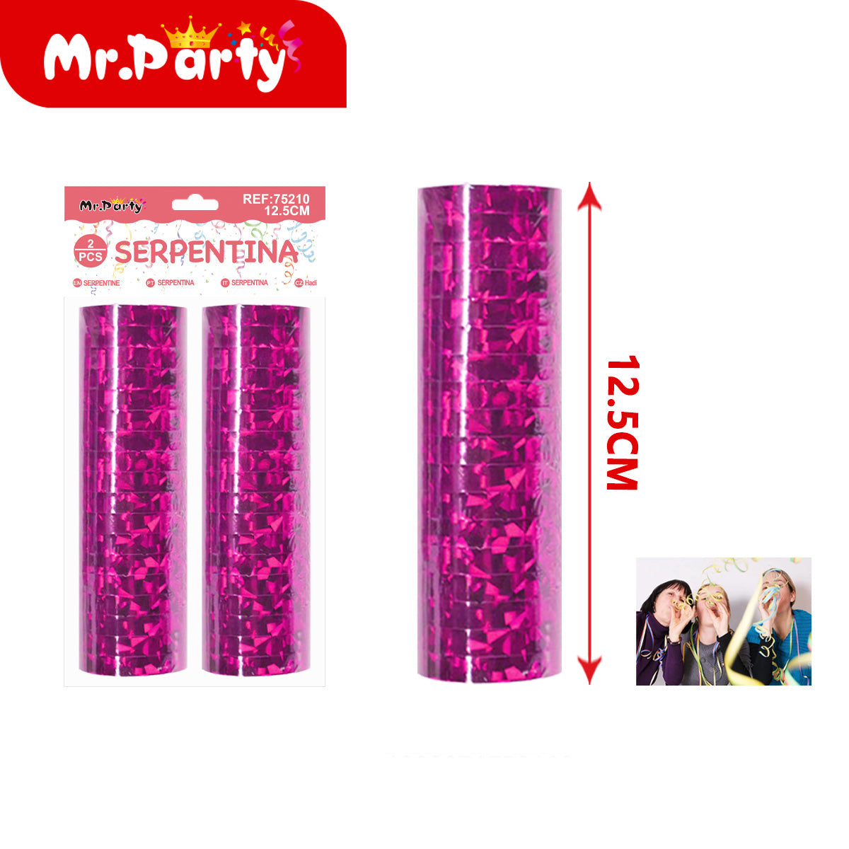 Serpentina Metalizada 12.5 cm (2 pzas) | Mr. Party - Mayoreo 12 paquetes
