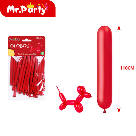 Globo largo de 15 g 15 piezases color rojo brillante (12paquetes)