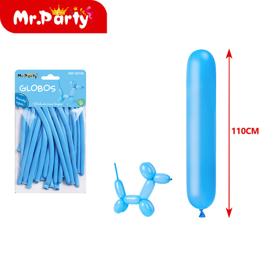 Globo largo de 15 g 15 piezases color azul claro (12paquetes)