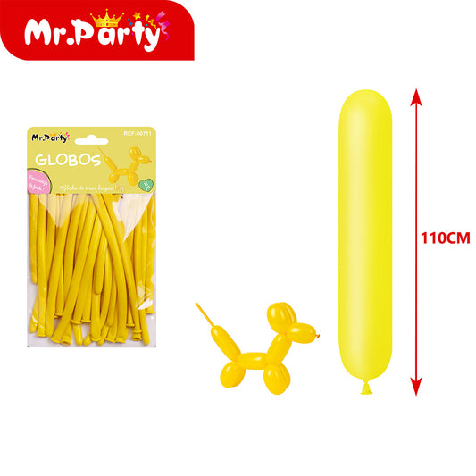 Globo largo de 15 g 15 piezases amarillo (12paquetes)