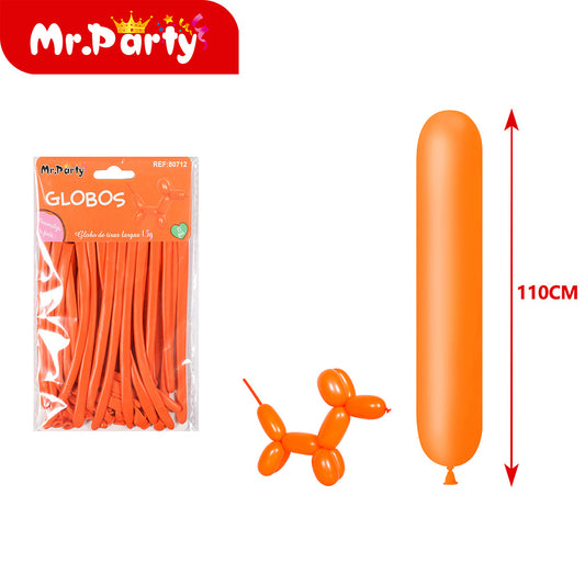 Globo largo de 15 g 15 piezases color naranja (12paquetes)