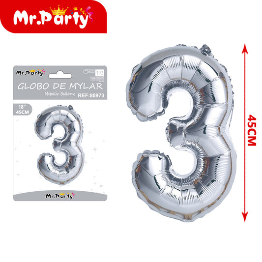 Globo de aluminio plateado de 18 pulgadas versión estadounid (12paquetes)