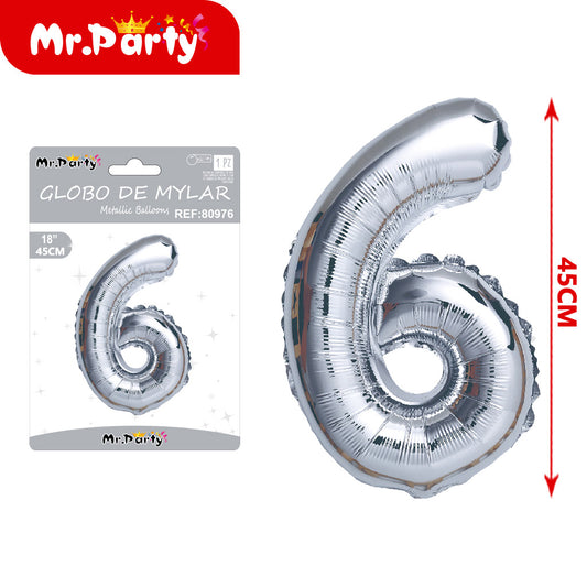 Globo de aluminio plateado de 18 pulgadas versión estadounid (12paquetes)