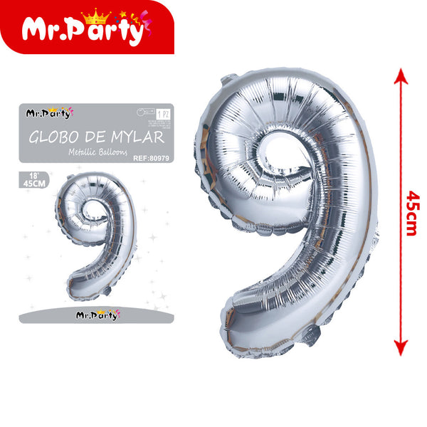 Globo de aluminio plateado de 18 pulgadas versión estadounid (12paquetes)