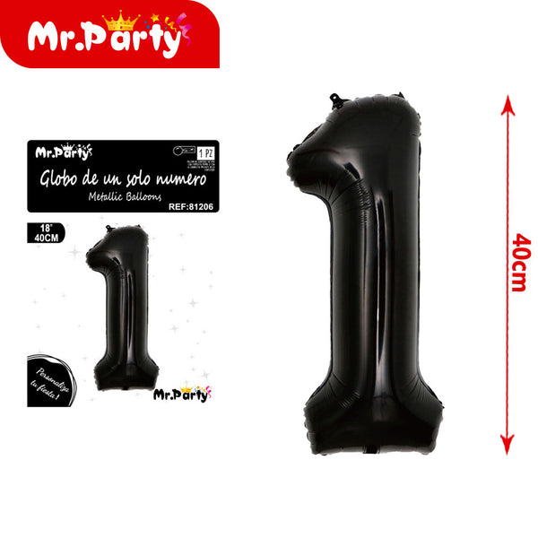 Globo de aluminio negro de 18 pulgadas versión estadounidens (12paquetes)