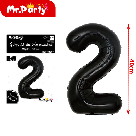Globo de aluminio negro de 18 pulgadas versión estadounidens (12paquetes)
