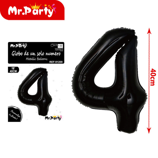Globo de aluminio negro de 45 cm (versión estadounidense nÃºm (12paquetes)
