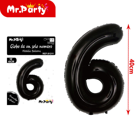 Globo de aluminio negro de 45 cm (versión estadounidense nÃºm (12paquetes)