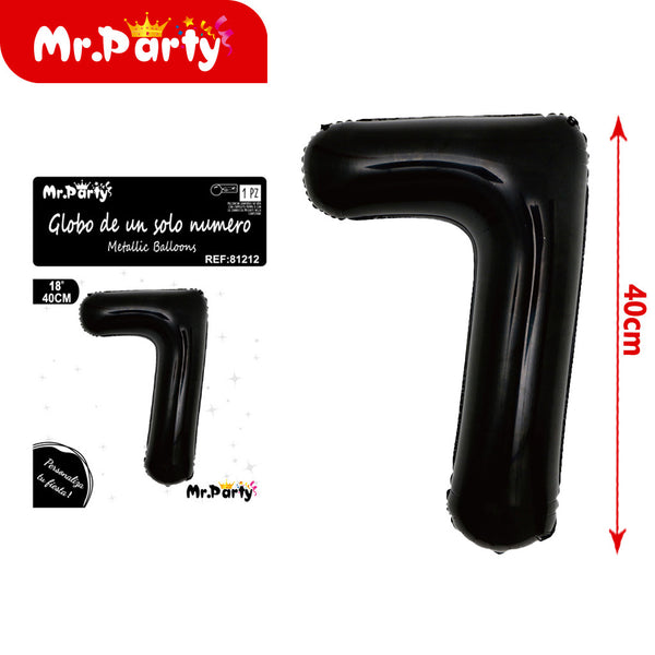 Globo de aluminio negro de 45 cm (versión estadounidense nÃºm (12paquetes)