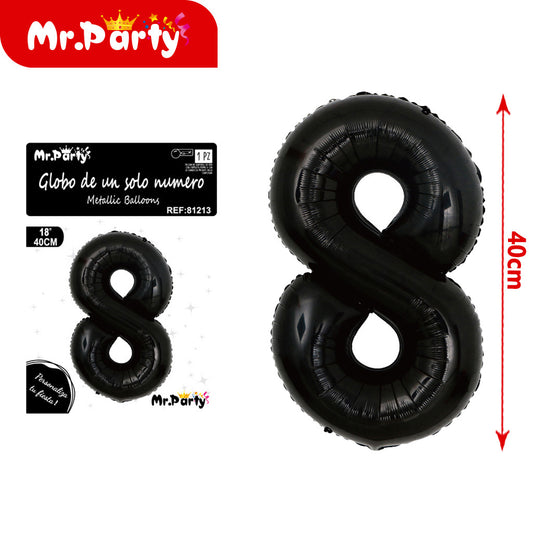 Globo de aluminio negro de 45 cm (versión estadounidense nÃºm (12paquetes)