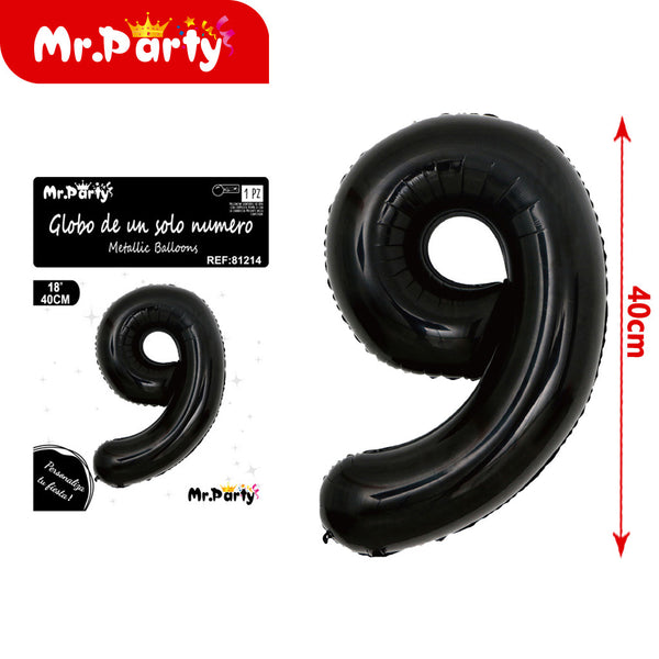 Globo de aluminio negro de 45 cm (versión estadounidense nÃºm (12paquetes)