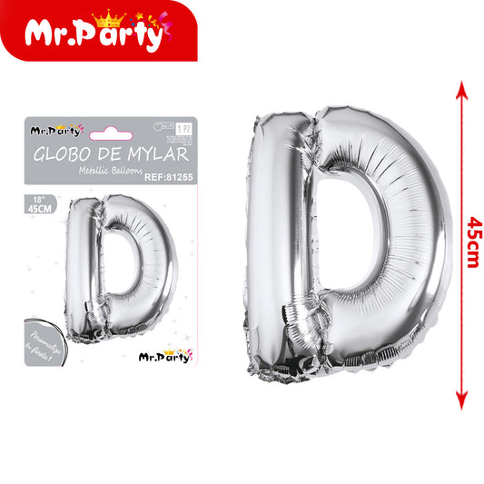 Letra d plateada de 18 pulgadas (pajita de papel + pegamento (12paquetes)