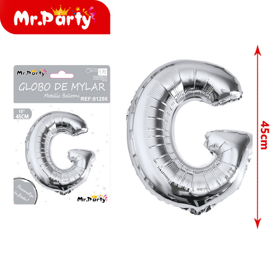 Letra g plateada de 18 pulgadas (pajita de papel + pegamento (12paquetes)