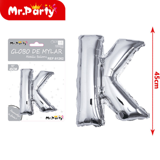 Letra k plateada de 18 pulgadas (pajita de papel + pegamento (12paquetes)