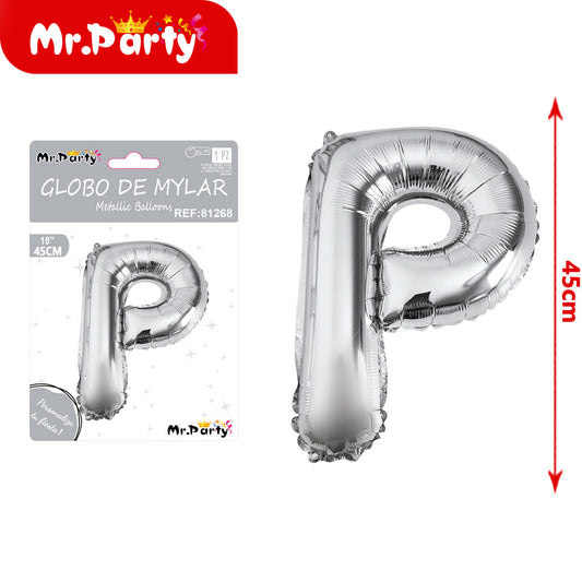 Letra p plateada de 18 pulgadas (pajita de papel + pegamento (12paquetes)