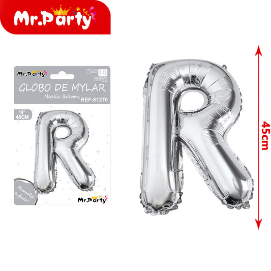 Letra r plateada de 18 pulgadas (pajita de papel + pegamento (12paquetes)
