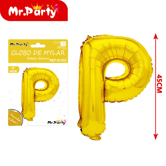 Letra p dorada de 18 pulgadas (pajita de papel + pegamento) (12paquetes)
