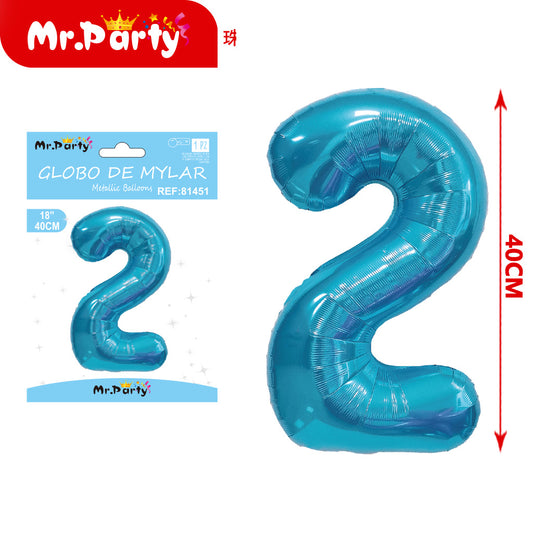 Globo de aluminio azul perlado de 45 cm (versión estadounide (12paquetes)