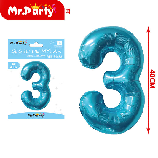 Globo de aluminio azul perlado de 45 cm (versión estadounide (12paquetes)