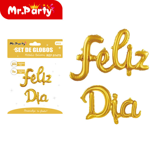 Feliz dia bañado dorado de 16 pulgadas (12paquetes)
