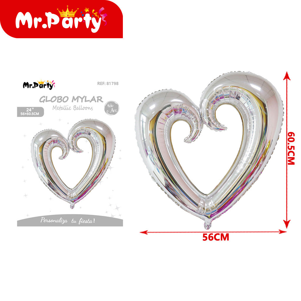 Globo mediano con gancho de papel aluminio plateado individu (12paquetes)