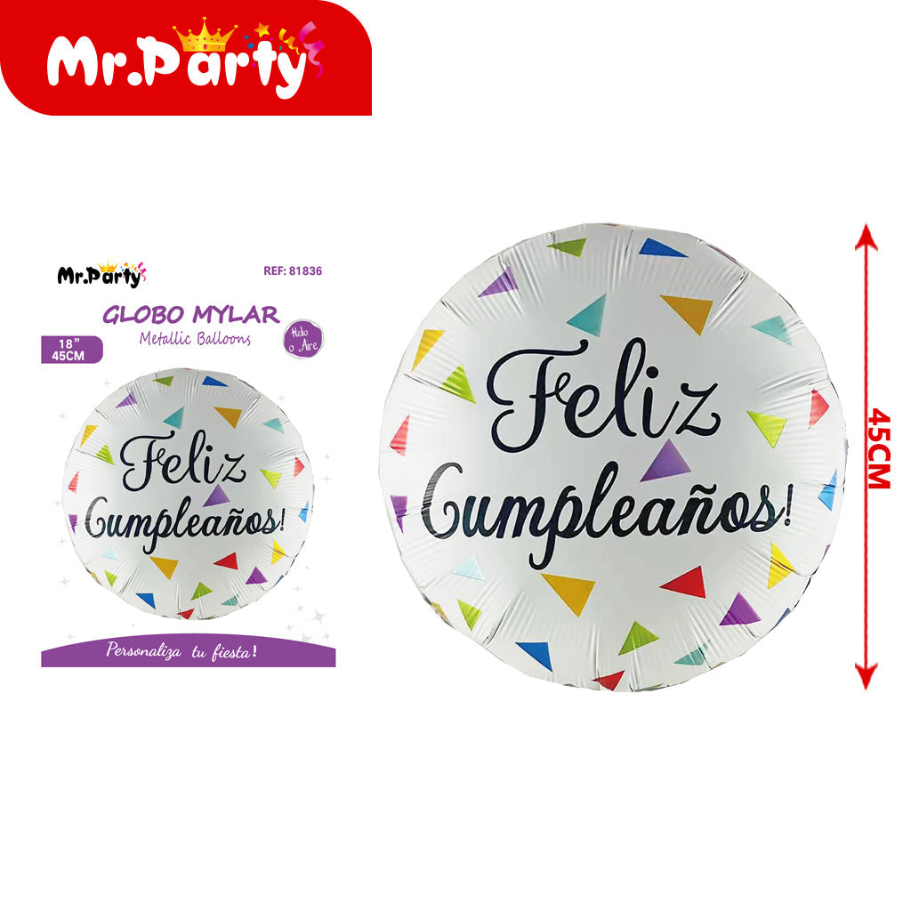 Globos Mylar XXL “Feliz Cumpleaños” / “Feliz Día” 🎈✨ | 45cm–76cm | Corona, Estrella y Diseños