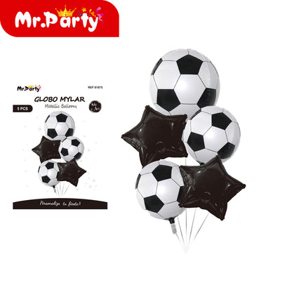 🏆⚽ Globos Mylar Deportivos Mr. Party | Balón de Fútbol, Trofeo #1 y “Happy Birthday” 🎈✨- Mayoreo 12 pzas