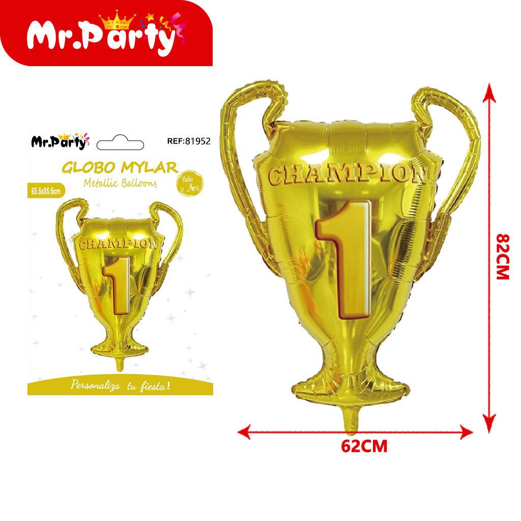 🏆⚽ Globos Mylar Deportivos Mr. Party | Balón de Fútbol, Trofeo #1 y “Happy Birthday” 🎈✨