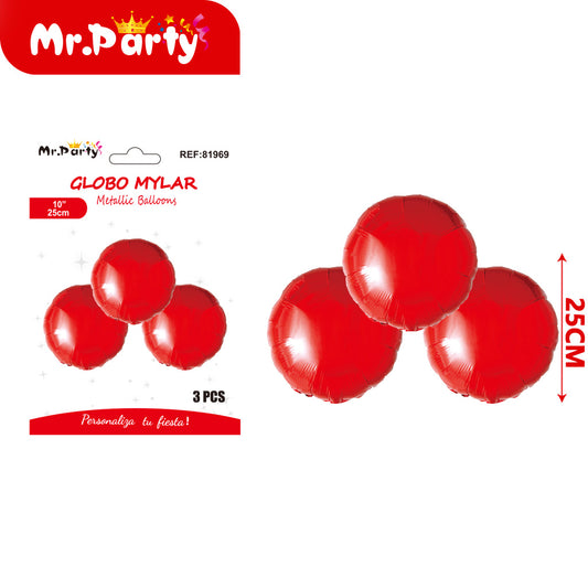 Bola redonda roja de 10 pulgadas y 3 piezas (12paquetes)