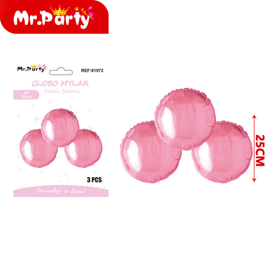 Bola redonda de 3 piezas de 10 pulgadas de color rosa claro (12paquetes)