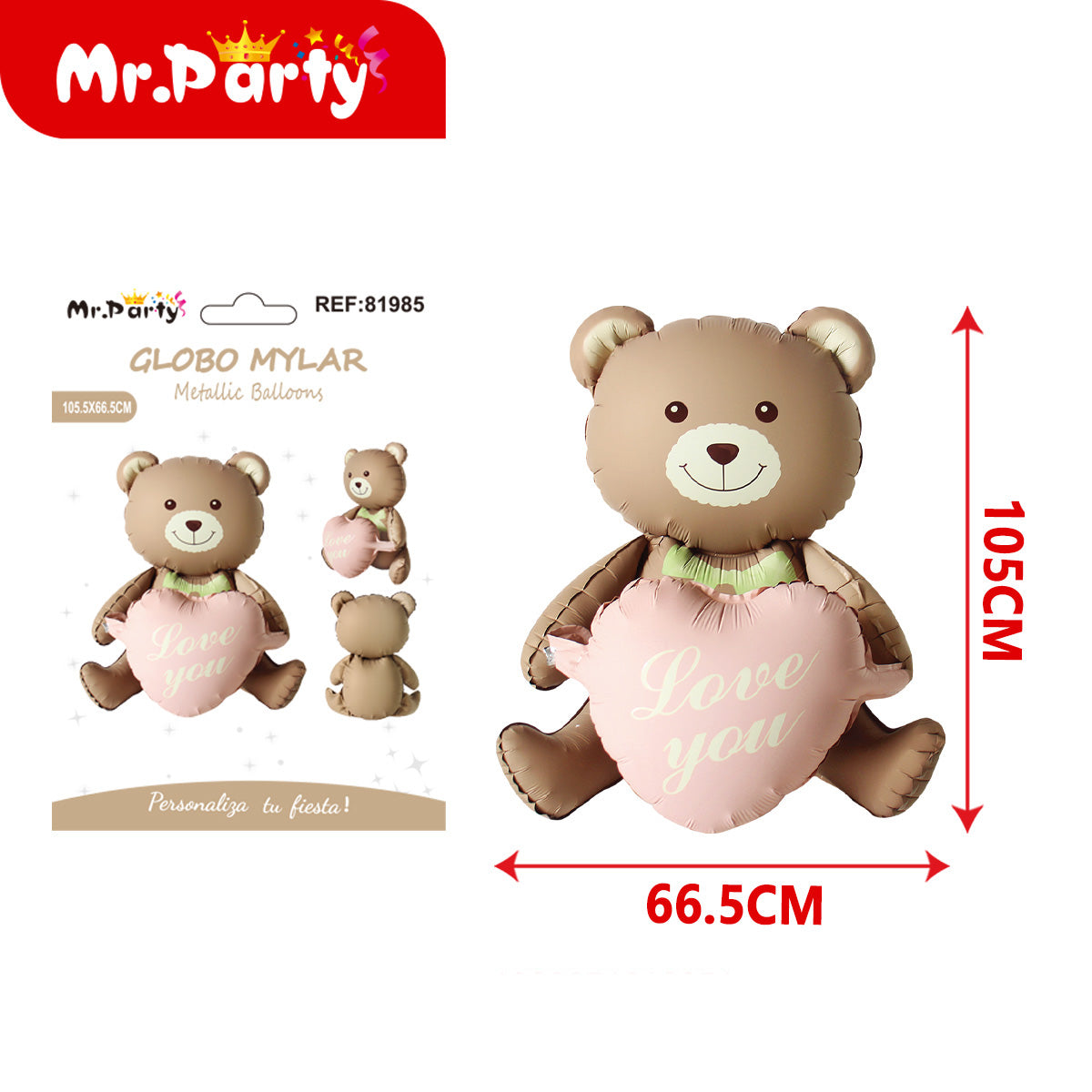 Globo Mylar Metalizado Gigante Amor | Nube, Huellita y Osito Love 🐾☁️🧸✨- Mayoreo 12 pzas