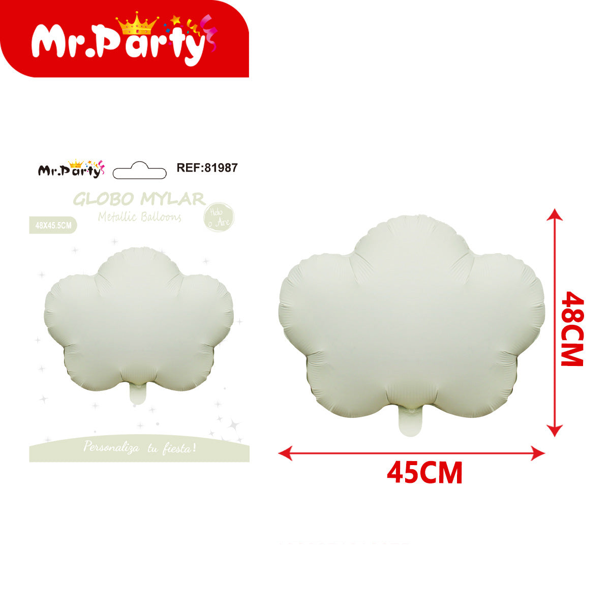 Globo Mylar Metalizado Gigante Amor | Nube, Huellita y Osito Love 🐾☁️🧸✨