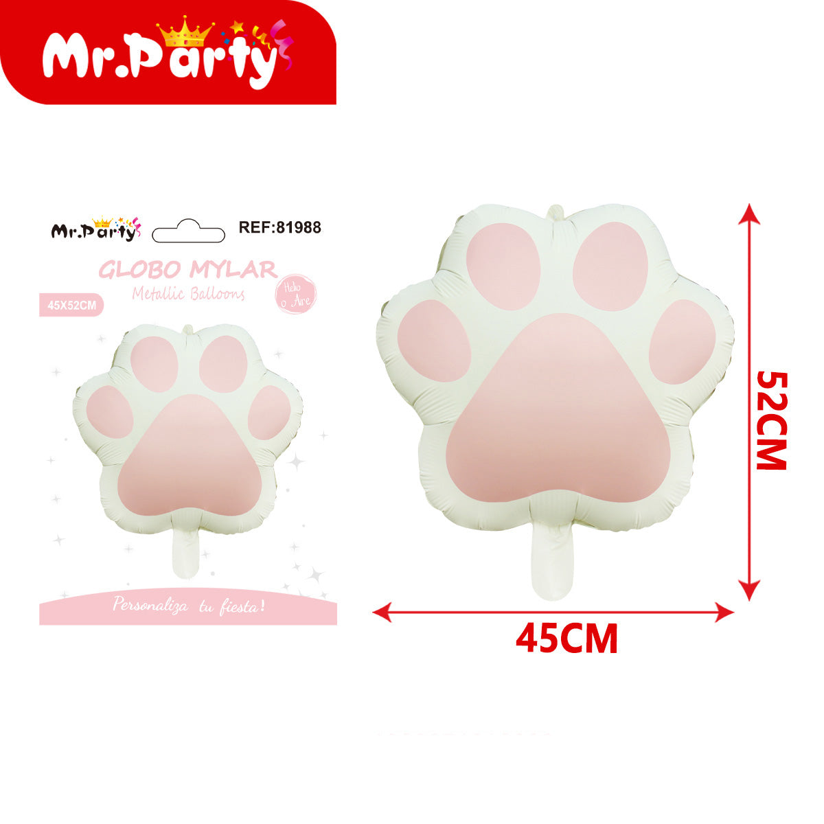 Globo Mylar Metalizado Gigante Amor | Nube, Huellita y Osito Love 🐾☁️🧸✨- Mayoreo 12 pzas