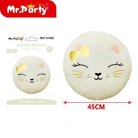 🎈🐻✨ Globo Mylar Gigante de Animalitos Kawaii | Osito, Gatito y León | Decoración Baby Shower y Cumpleaños- Mayoreo 12 pzas