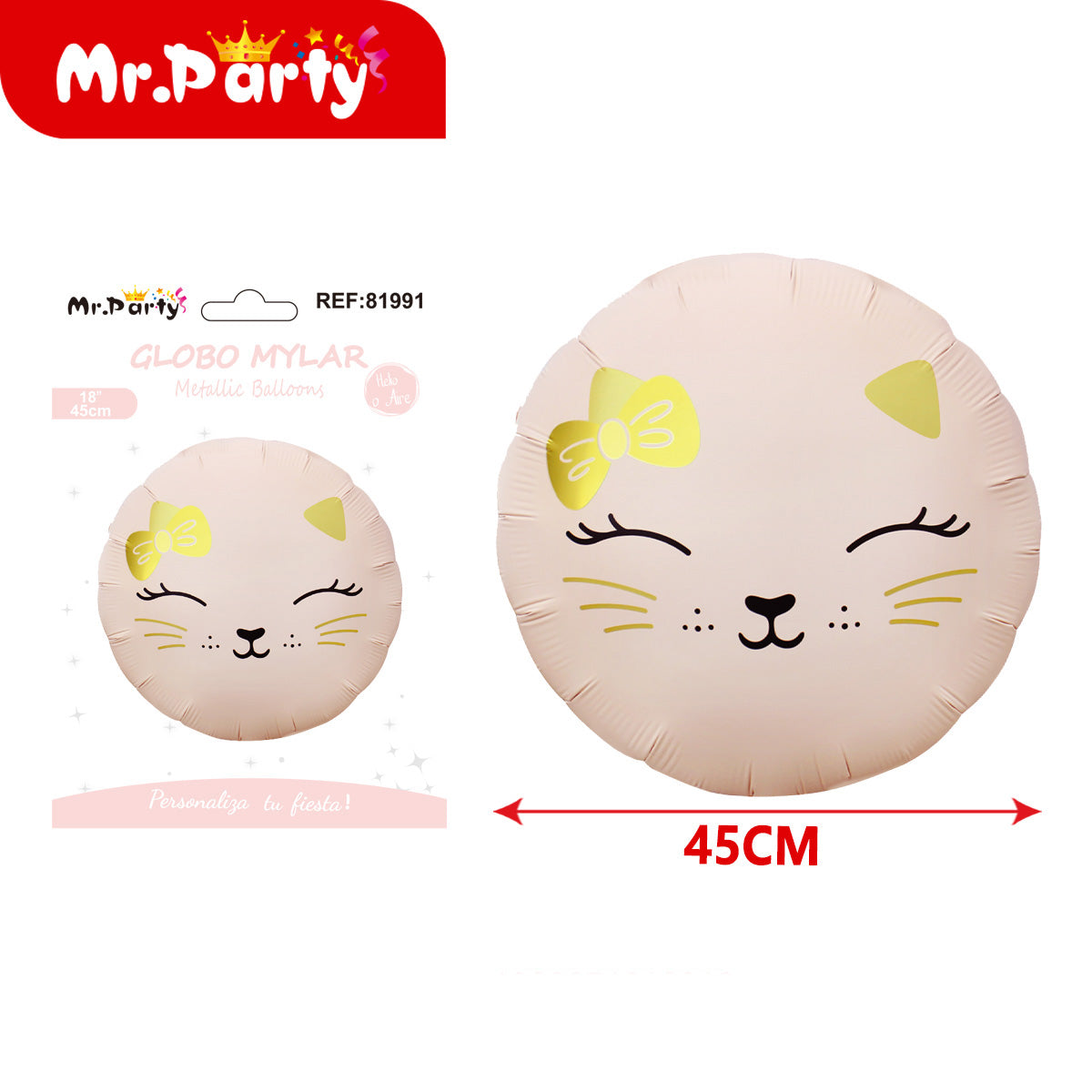 🎈🐻✨ Globo Mylar Gigante de Animalitos Kawaii | Osito, Gatito y León | Decoración Baby Shower y Cumpleaños