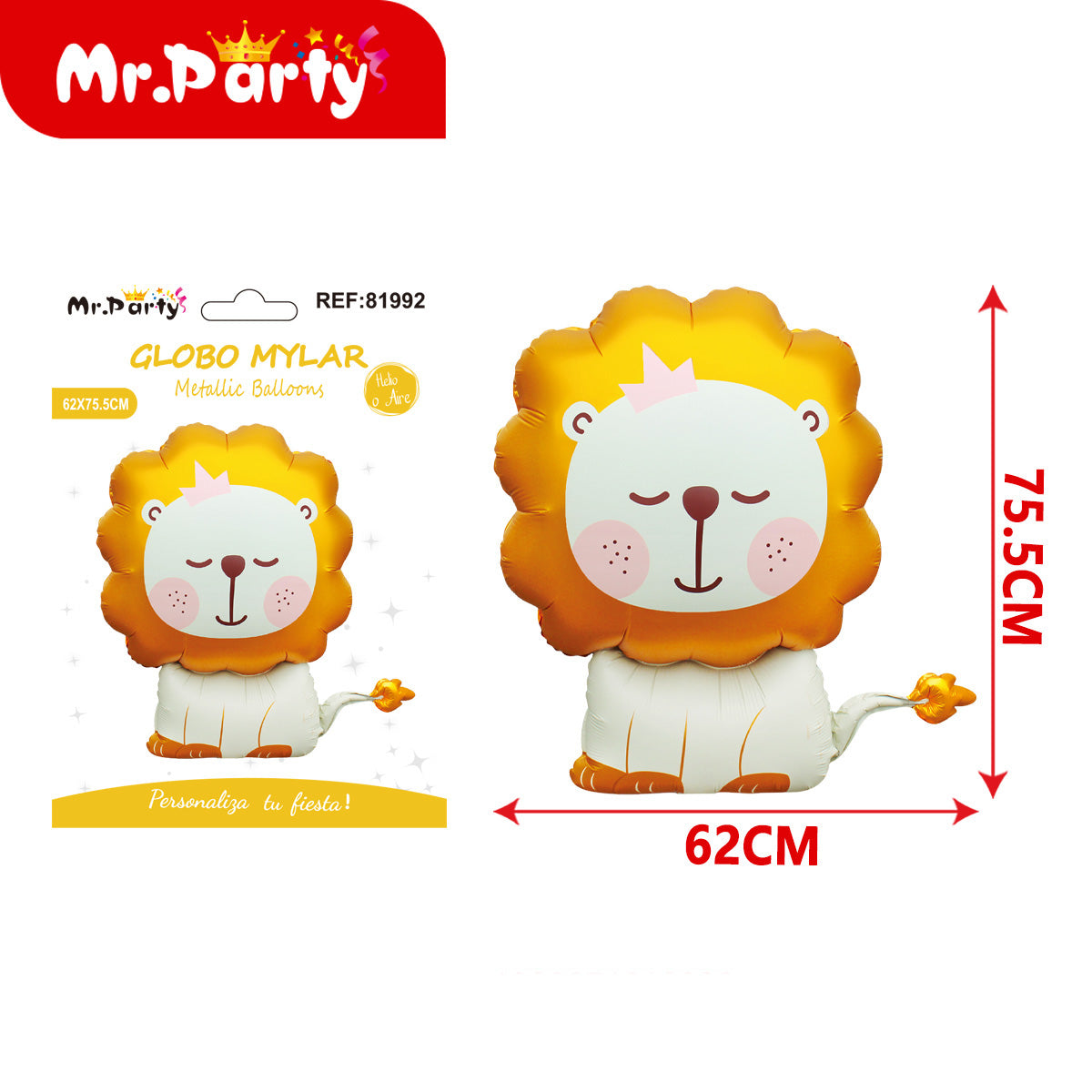 🎈🐻✨ Globo Mylar Gigante de Animalitos Kawaii | Osito, Gatito y León | Decoración Baby Shower y Cumpleaños