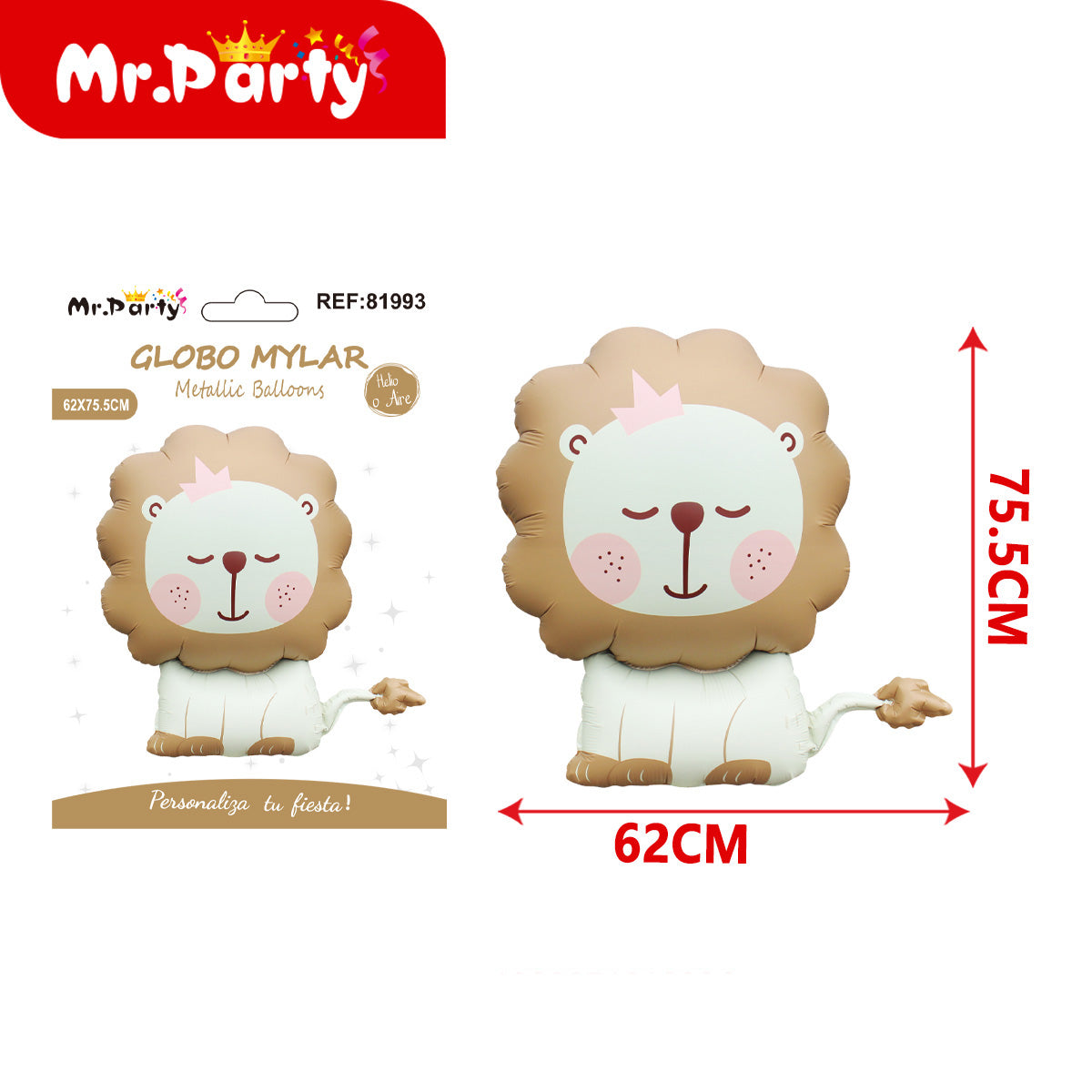 🎈🐻✨ Globo Mylar Gigante de Animalitos Kawaii | Osito, Gatito y León | Decoración Baby Shower y Cumpleaños