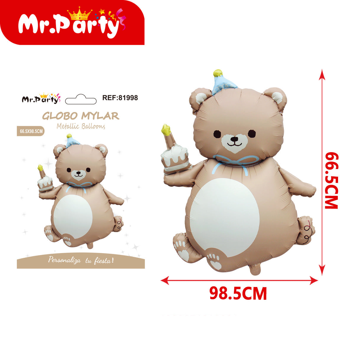 🎈🐻✨ Globo Mylar Gigante de Animalitos Kawaii | Osito, Gatito y León | Decoración Baby Shower y Cumpleaños