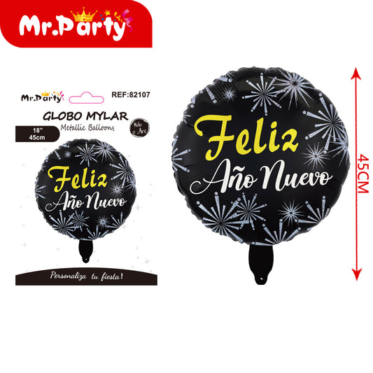 Bola de feliz año nuevo de 18" (12paquetes)