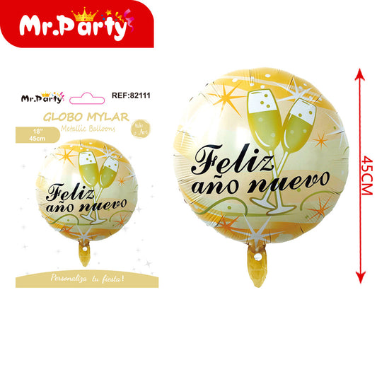 Bola de feliz año nuevo de 18" (12paquetes)