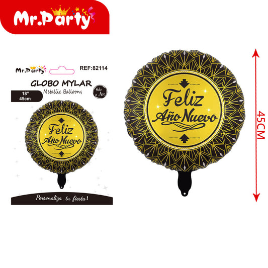 Bola de feliz año nuevo de 18" (12paquetes)