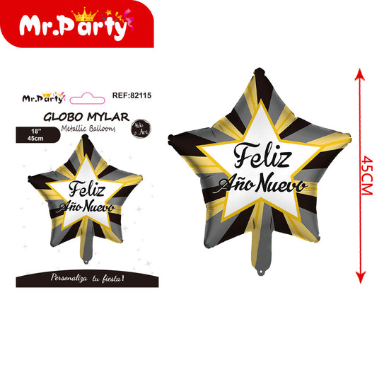 Estrella de cinco puntas de papel de aluminio de 18" con tex (12paquetes)