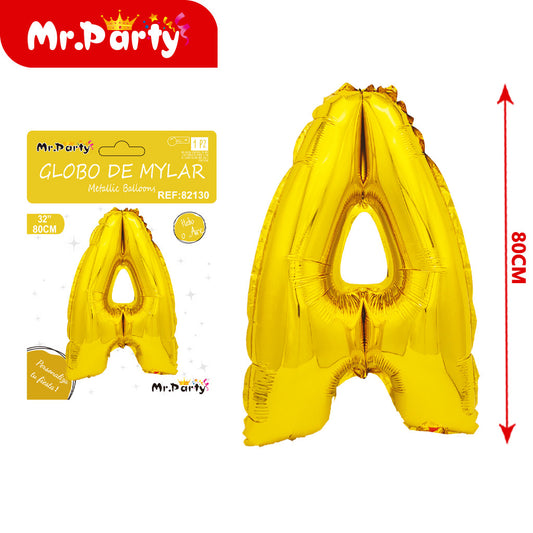 Letra a dorada de 32 pulgadas con cuerpo gordo (pajilla de p (12paquetes)