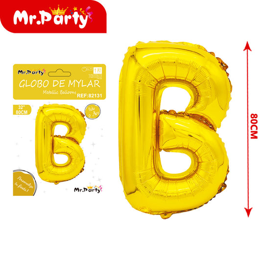 Letra b dorada de 32 pulgadas con cuerpo gordo (pajilla de p (12paquetes)