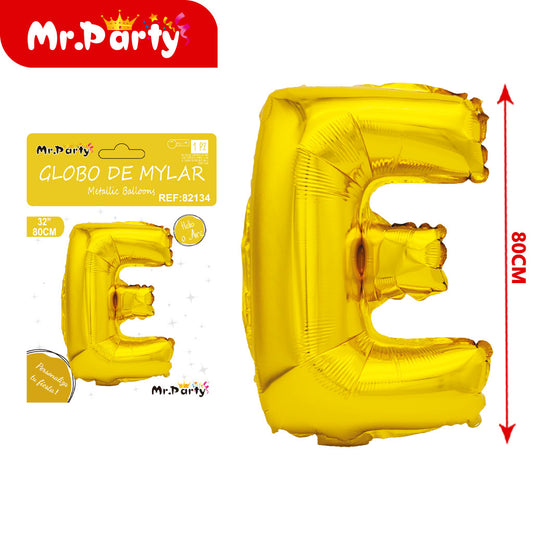 Letra e dorada de 32 pulgadas con cuerpo gordo (pajilla de p (12paquetes)